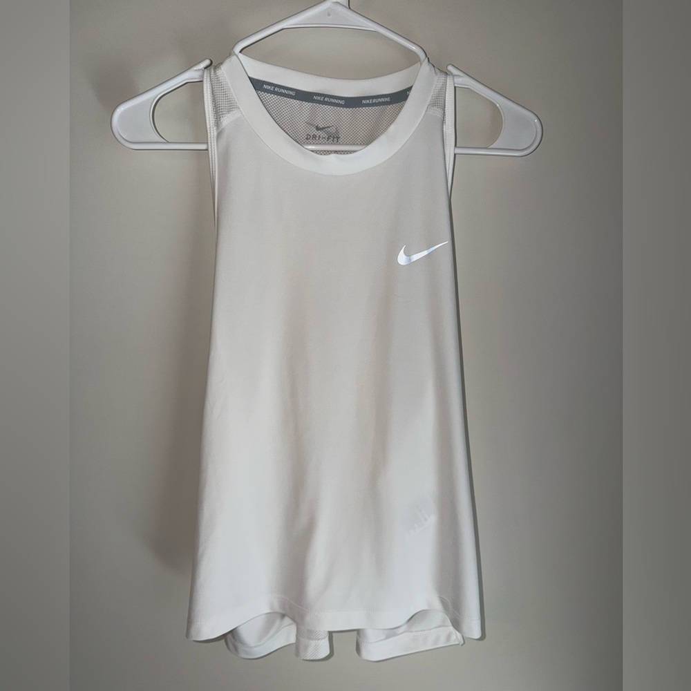 Nike Running Dri-FIT Mesh Back Racerback Tank Top - White - Size Small